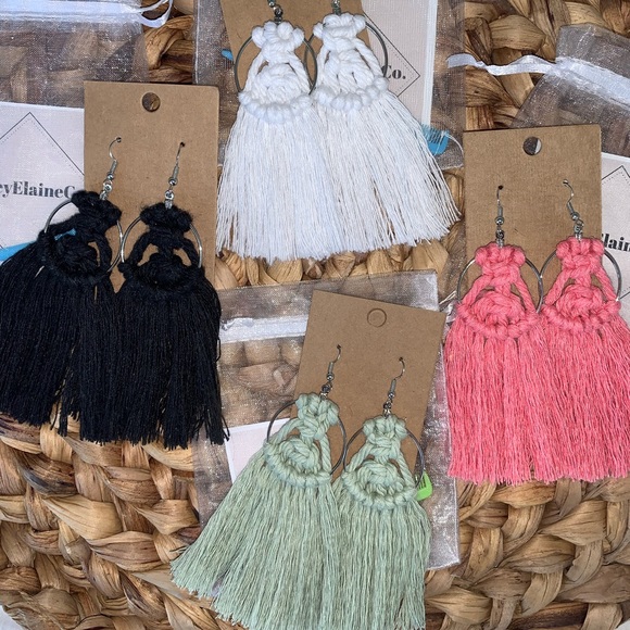 Macramé Waterfall Earrings - Picture 5 of 11